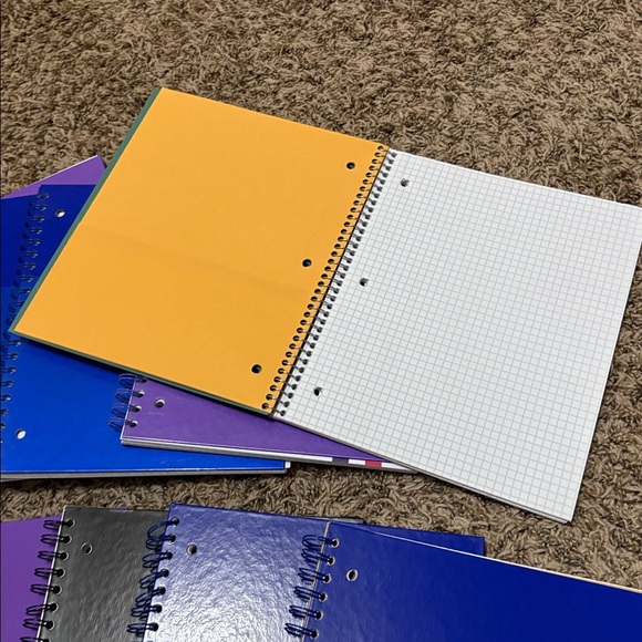 9 Graph Ruled School Notebook Paper 1 Subject, Inner Pockets, NEW - Picture 2 of 4